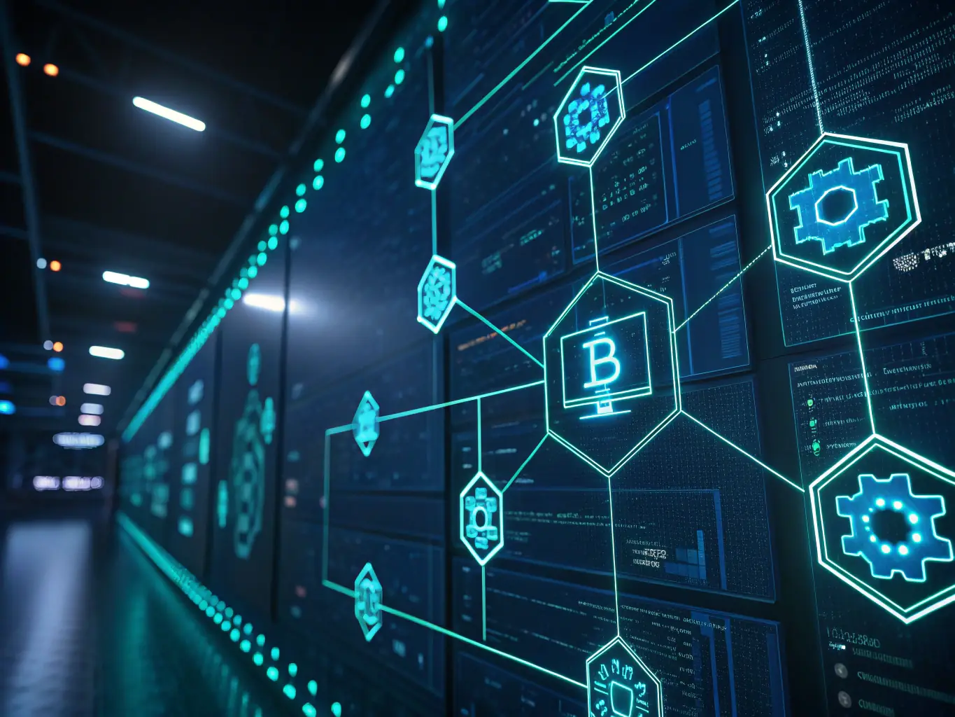 A conceptual image representing the integration of AI and blockchain technology for advanced crypto trading strategies.