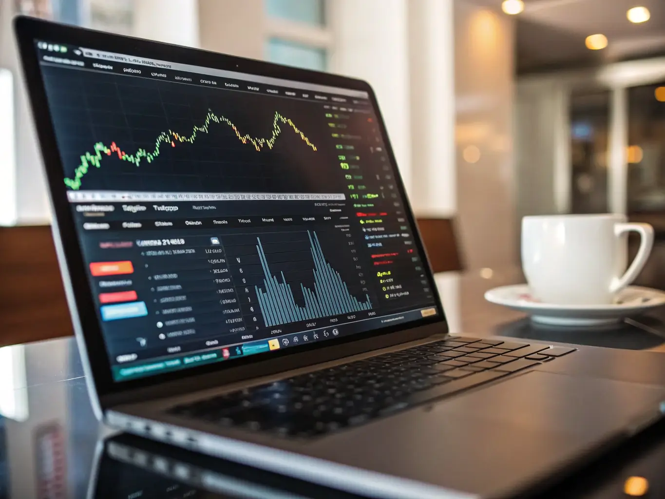 An image showing a trader dashboard with automated trading graphs and 3commas interface, highlighting the real-time data and automated trading features.
